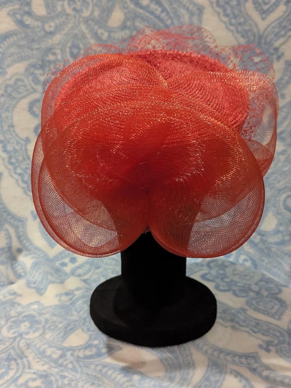 Red Women's Fascinator Hat with Veil